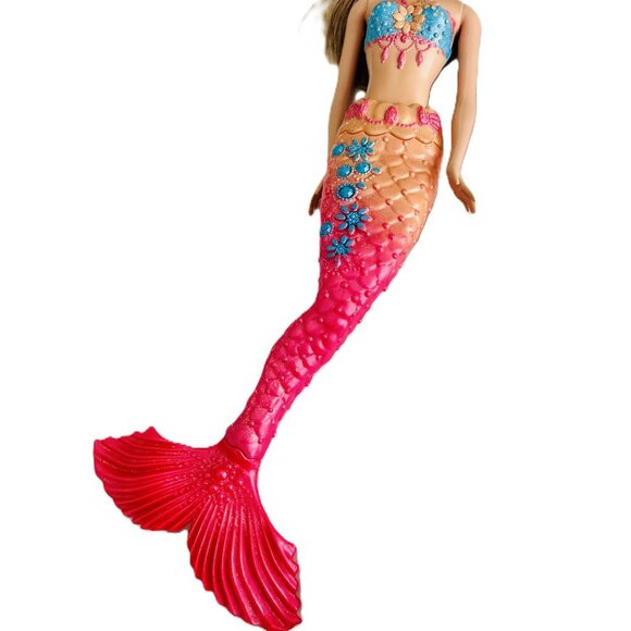 Beautiful Mermaid Mattel BARBIE 2011 Color Change Hair Fucsia Pink Tail 12" - Picture 4 of 4